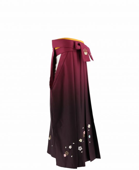 卒業式袴単品レンタル[刺繍]赤紫×濃い紫ぼかしに桜[身長140-144cm]No.48